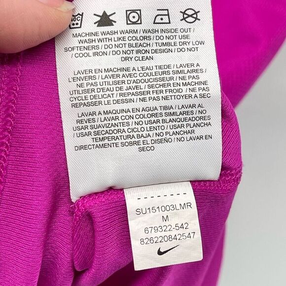 Nike Women's T-Shirt Dri-Fit Crew Neck Short Sleeve Magenta Pink Size Medium - Picture 4 of 10